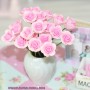 BEAUTIFUL CLAY PINK ROSE FLOWER MINIATURE LATI YELLOW PUKIFEE BJD BLYTHE PULLIP BARBIE DOLL ROOM DIORAMA DOLLHOUSE