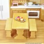 KITCHEN TABLE & 2 BENCH DOLLHOUSE DIORAMA LATI YELLOW PUKIFEE FURNITURE 1:12