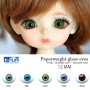 GREEN CLASSIC OVAL GLASS EYES 12 MM FOR DOLL BJD BALL JOINTED DOLL LATI YELLOW