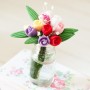 HAND CRAFTED COLORFUL FLOWERS IN A VASE MINIATURE LATI YELLOW PUKIFEE BJD BLYTHE PULLIP BARBIE DOLL ROOM DIORAMA DOLLHOUSE