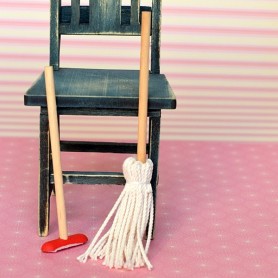 MINIATURE 2 BROOMS FOR DOLLHOUSE DIORAMA TINY BJD LATI YELLOW PUKIFEE...