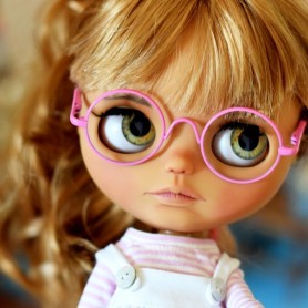 BEAUTIFUL LIGHT PINK GLASSES REAL GLASS FOR BLYTHE AND NEO BLYTHE DOLLS