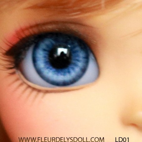 Yeux Poupée Ancienne Bleu Azur 14mm Azur Blue Mouth Blown Eyes Antique Doll