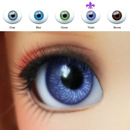 YEUX EN VERRE VIOLET OVAL CLASSIC 12 mm GLASS EYES POUR POUPÉE BJD BALL JOINTED DOLL LATI YELLOW