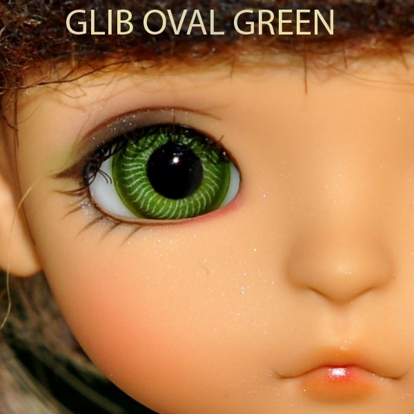 GLIB REALISTIC OVAL GLASS GREEN CLASSIC DOLL EYES 14 MM BJD BALL