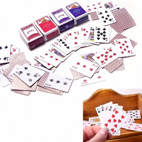 Miniature Playing Cards 1:12 scale  with Black Backs 