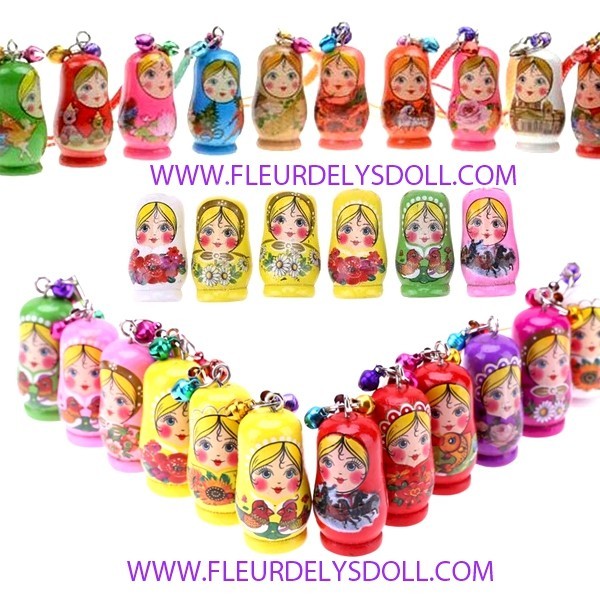 MINIATURE RUSSIAN DOLL KEYCHAIN FOR BJD DOLLS BARBIE BLYTHE PULLIP