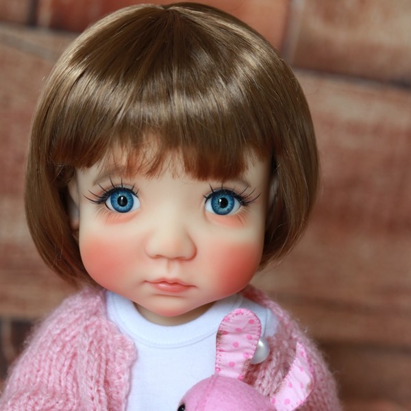 LIGHT BROWN BOB CUT WIG 1011" FOR MY MEADOWS MEADOWDOLLS MAE BJD DOLL