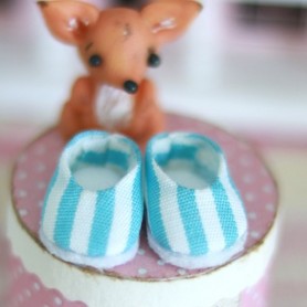 LOVELY SHOES POMPOM BLUE FOR BJD LATI WHITE AND OTHER SMALL DOLLS