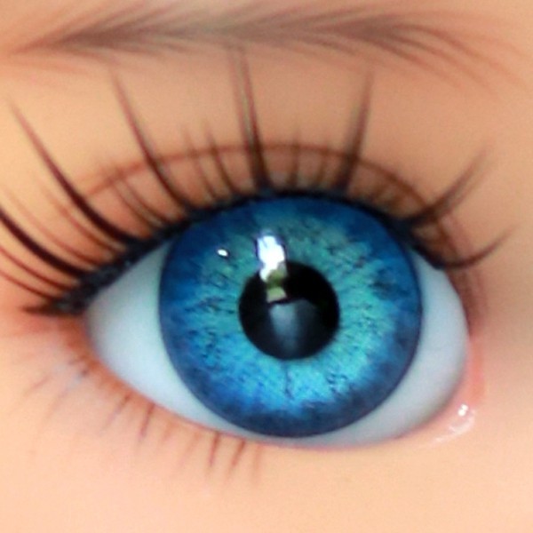 Yeux poupée ancienne Bleu azur 18mm azur Blue mouth blown eyes for