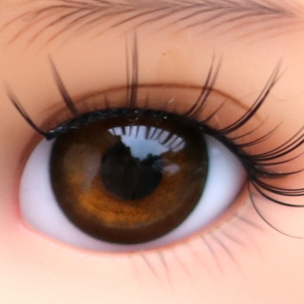 YEUX EN VERRE OVAL REAL BRUN ÉBÈNE 14 mm GLASS EYES POUR POUPÉE BJD