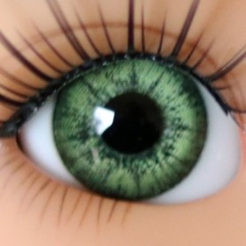 OVAL REAL OLIVE GREEN 14 mm GLASS EYES FOR DOLL BJD REBORN DOLLS BEARS ....