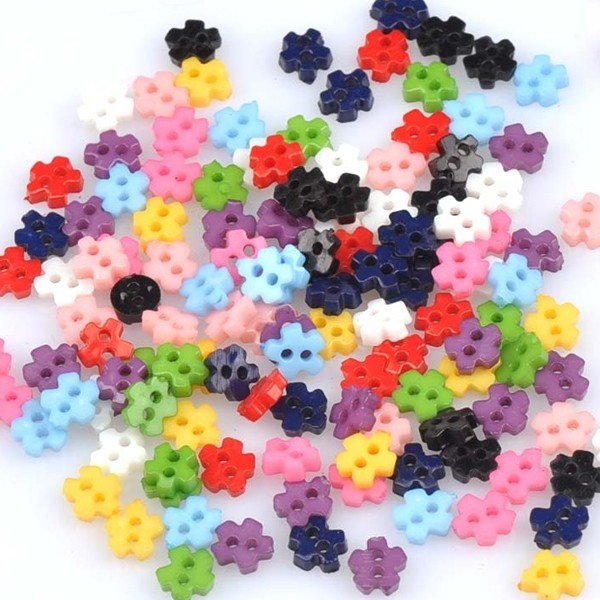 Lot De 10 Boutons Multicolores Forme Fleur - 12 Mm De Diamètre, 2 Trous - Pour Layette, Enfants, Créations