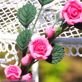 STRING OF PINK ROSES 21 CM FLEXIBLE MINIATURE DOLLHOUSE DIORAMA FURNITURE 1:12