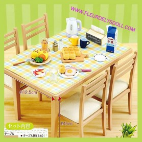 RE-MENT DOLL MINIATURE KITCHEN TABLE AND 4 CHAIRS DOLLHOUSE DIORAMA BJD DOLL BLYTHE MIDDIE MEADOWDOLLS TWINKLE DIORAMA