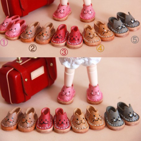 Chaussures Bottes Pour Poupée OB11 1/12 - Fait Main - Cuir Marron - Pour Body9, GSC, DDF, YMY