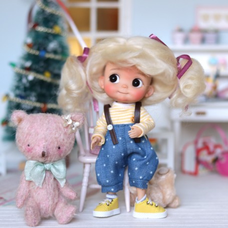 MOHAIR COCOTTE BLOND DOLL WIG FOR CUSTOM DOLL BJD STODOLL OB11 CUSTOM SYBARITE AMYDOLL KKNER LATI YELLOW PUKIFEE DOLL