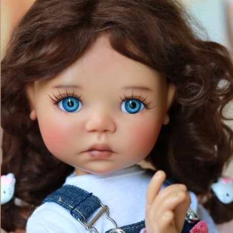Yeux poupée ancienne bleu 15mm Blue mouth blown eyes for