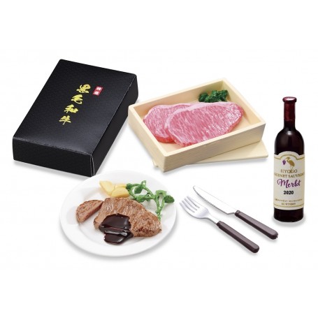 WAGYU BEEF AND WINE SET REMENT RE-MENT MINIATURE DOLL DIORAMA BARBIE BLYTHE PULLIP NENDOROID OB11 STODOLL