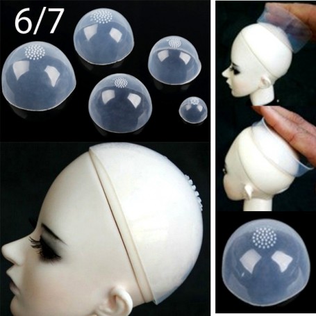 3-10inch Silicon Hair Wig Cap for 1/3 1/4 1/6 1/8 1/12 Doll Head Cover PN