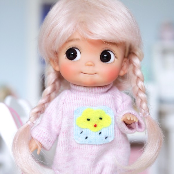 PERRUQUE DOLL WIG MAFALDA VANILLE MOHAIR 4.5" POUR POUPÉE BJD