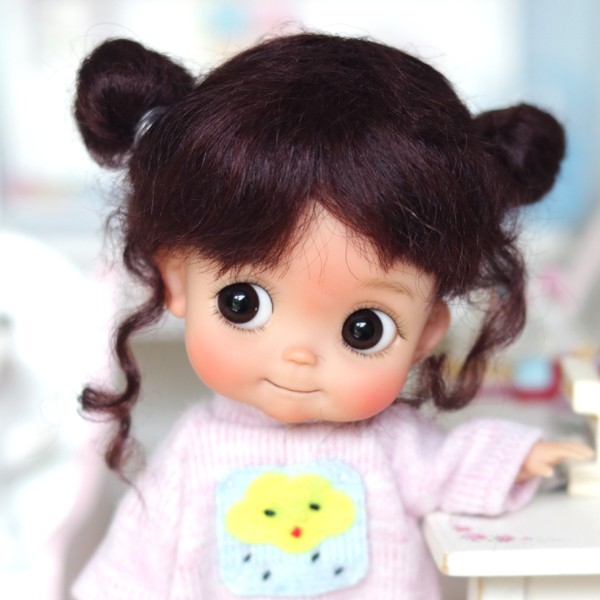 PERRUQUE DOLL WIG MAFALDA VANILLE MOHAIR 4.5" POUR POUPÉE BJD