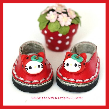 CHAUSSURES HELLO KITTY KAWAII EN CUIR POUR POUPÉE BJD OB11 STODOLL AMY DOLL LATI WHITE SP PUKIPUKI PETITES OBITSU DOLLS
