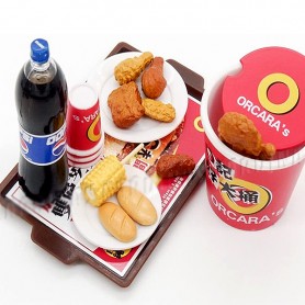 KFC MEAL TRAY & COCA MINIATURE FAST FOOD 2009 RE-MENT DOLL MINIATURE DOLL DIORAMA BARBIE BLYTHE PULLIP NENDOROID OB11 STODOLL