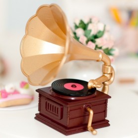 DOLL MINIATURE VINTAGE GRAMOPHONE PHONOGRAPH BARBIE FASHION ROYALTY BLYTHE PULLIP DOLL PHICEN ACTION FIGURE DIORAMAS 1:6