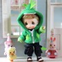 GREEN DINO HOODIE COAT WITH POCKETS OUTFIT FOR BJD OB11 NENDOROID STODOLL AMY DOLL LATI WHITE SP PUKIPUKI OBITSU 11 CM DOLLS