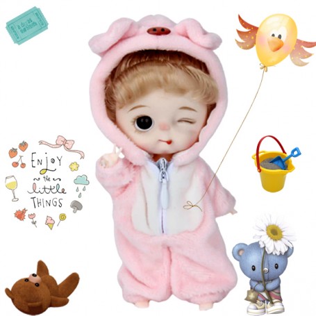 LITTLE PIGGY DOLL AND HER PIGGY SUIT 10 CM BABY ANIMALS DOLLS
