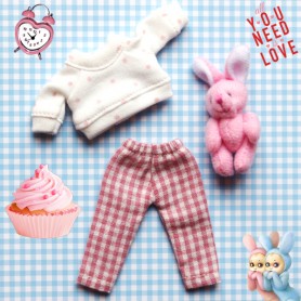 RED OR PINK VICHY JEAN TROUSERS FOR DOLL OB11 STODOLL KKNER NENDOROID AMYDOLL LATI WHITE SP PUKIPUKI OBITSU 11 MINI DOLLS