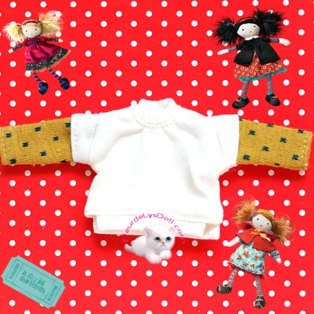 TEE SHIRT JAUNE & BLANC POUR POUPEE BJD OB11 STODOLL AMYDOLL LATI WHITE SP MEADOWDOLLS NUNU NENDOROID OBITSU DDF YMY DOLLS