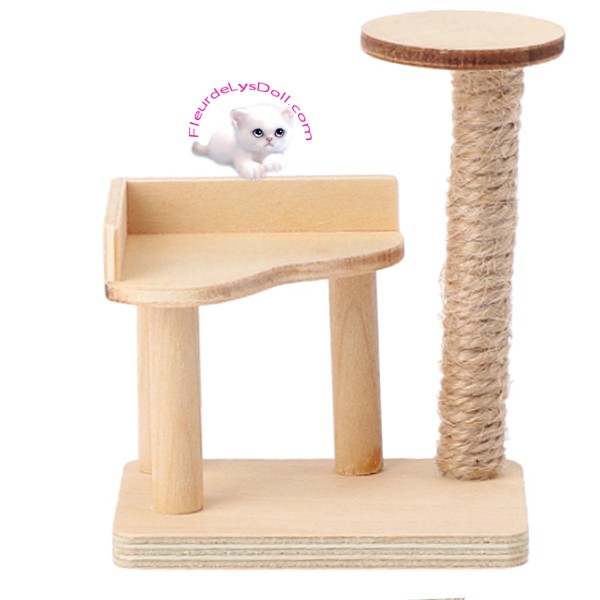 ARBRE A CHAT BOIS SISAL MINIATURE POUPÉE BARBIE