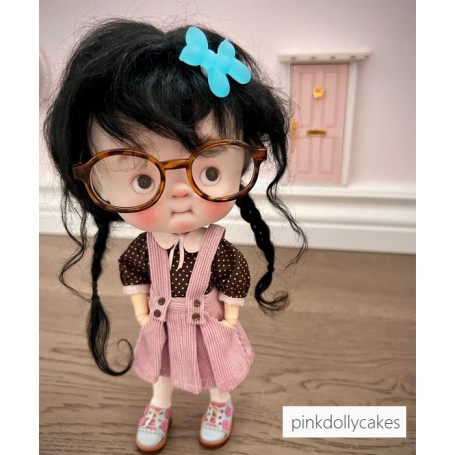 PERRUQUE WIG NOIR PUR MOHAIR POUPEES BJD QBABY DOLLS BLYTHE MEADOWDOLLS MAE ADRYN ZWERGNASE DOLL
