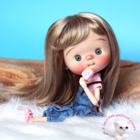 perruque blonde poupée moderne-tête15/16cm-Doll wig sz 6" Ash blonde FRANCE 