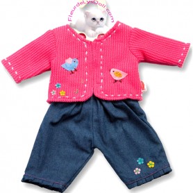 HOT PINK SHORT JEANS + SWEATER VEST OUTFIT FOR BJD DOLL MAE AYA MASHA MOPPETS DOLLS FROM MEADOWDOLLS