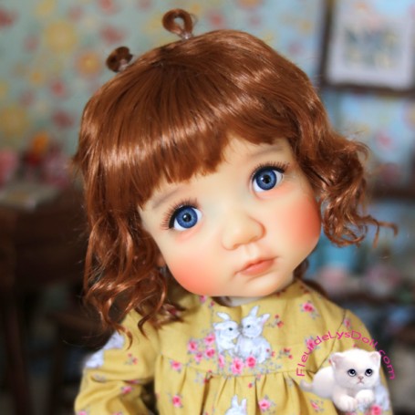CURLY RED FOX DOLL WIG 10.11 BJD QBABY MEADOWDOLLS MAE ADRYN ZWERGNASE BLYTHE CUSTOM DOLLS