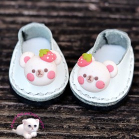 LEATHER KAWAII MIMI MOUSE SHOES 3 X 2 CM FOR BJD DOLL QBABY MEADOWDOLLS TWINKLES LATI YELLOW PUKIFEE AND OTHER SMALL FOOT