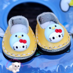 LEATHER KAWAII DORAEMON SHOES 3 X 2 CM FOR BJD DOLL QBABY MEADOWDOLLS TWINKLES LATI YELLOW PUKIFEE AND OTHER SMALL FOOT