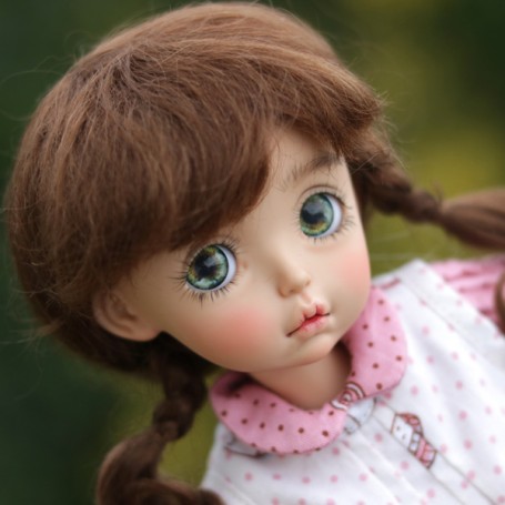 MOHAIR LISON CHOCOLATE 7/8" DOLL WIG FOR BJD DOLL DIANNA EFFNER LITTLE DARLING NIKKI BRITT DOLLS DOLLFIE MSD KAYE WIGGS
