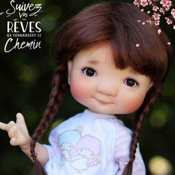 Perruque de poupée BJD : mohair, cheveux courts et bouclés