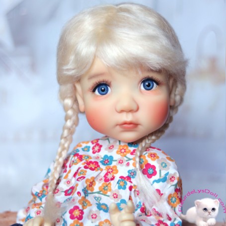 PERRUQUE DOLL WIG PUR MOHAIR CHOUPETTA MILK BLOND 9-10 POUR POUPÉE BJD QBABY BLYTHE MEADOWDOLLS MAE ADRYN
