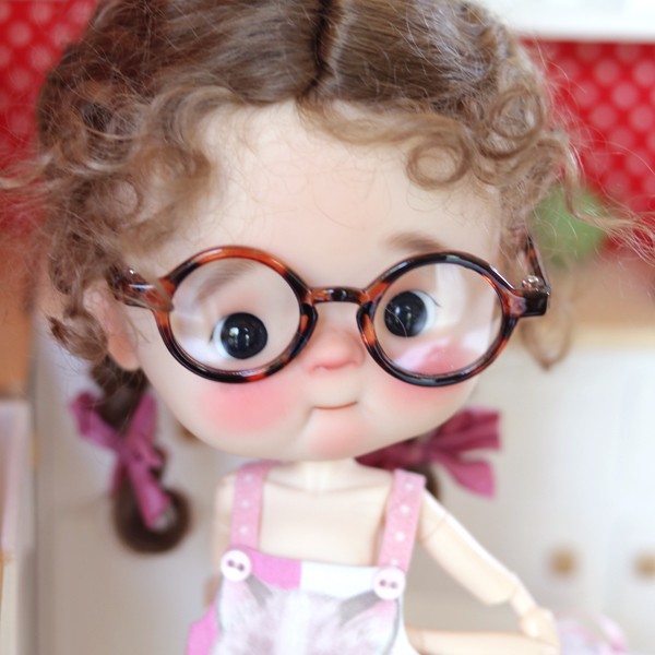 6 Paires De Mini-lunettes Pour Poupée 17 Cm - 6 Couleurs (noir, Léopard, Vert, Violet, Rouge, Rose) En PU