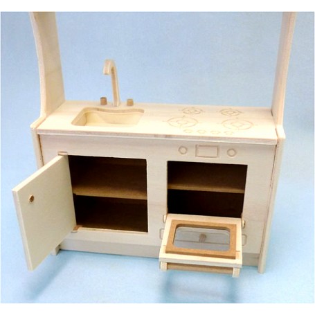 Meuble Miniature Maison De Poupée 1:12 En Bois - Armoire Blanche/noyer Fait Main