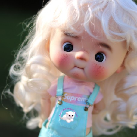 NEW LONG SOFT MOHAIR MILK BLOND DOLL WIG 10-11 BJD QBABY