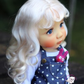 PERRUQUE DOLL WIG NEW LONG SOFT MOHAIR BLOND LAIT 10-11 POUPÉE BJD QBABY BLYTHE MEADOWDOLLS MAE ADRYN ZWERGNASE