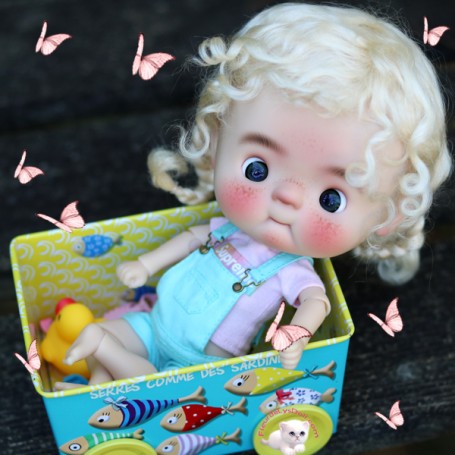 PERRUQUE DOLL WIG PUR MOHAIR CHOUPETTA BLOND 9-10 POUR POUPÉE BJD QBABY BLYTHE MEADOWDOLLS MAE ADRYN