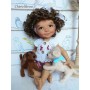 PERRUQUE MONIQUE DOLL WIG LANEY BROWN MOHAIR 12.13 POUR BJD MY MEADOWS 18" DOLLS ETC...