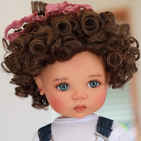 PERRUQUE MONIQUE DOLL WIG LANEY BROWN MOHAIR 12.13 POUR BJD MY MEADOWS 18" DOLLS ETC...